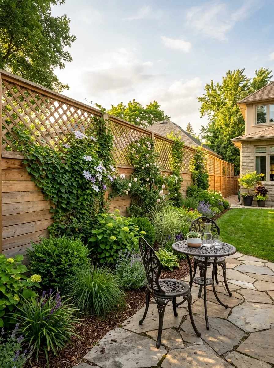 Lattice Fence With Climbing Greenery