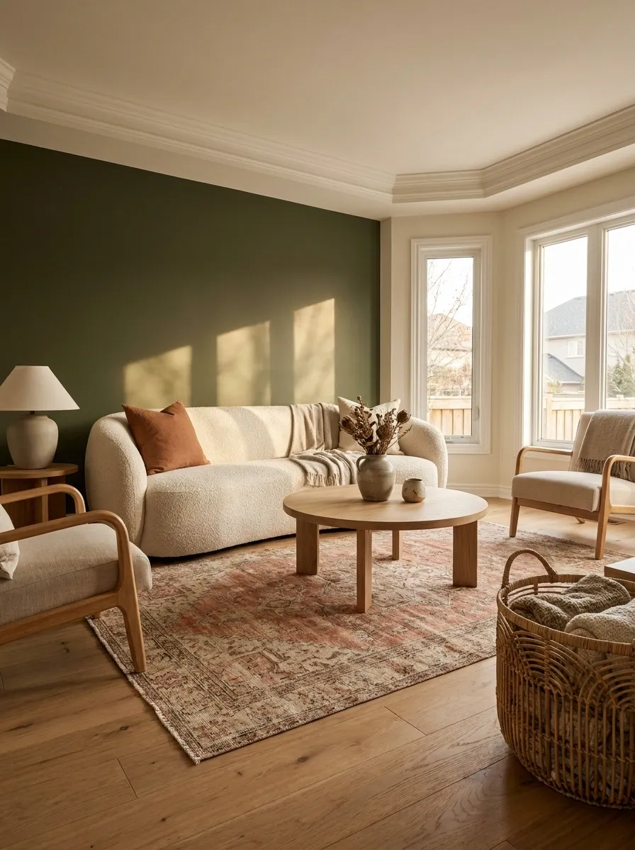 Layer Olive, Cream, and Terracotta for a Warmer Living Space