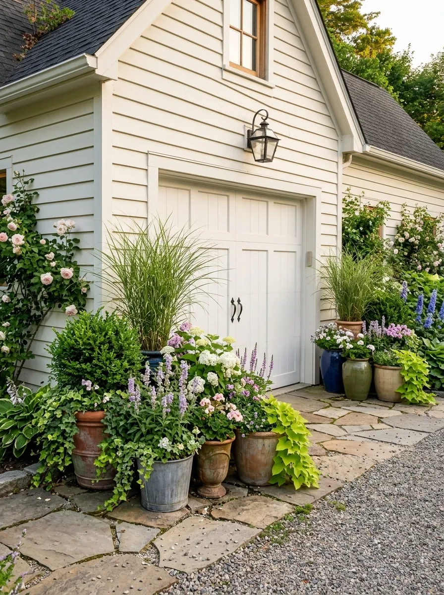 Layered Cottage Containers Around a Single Garage Door