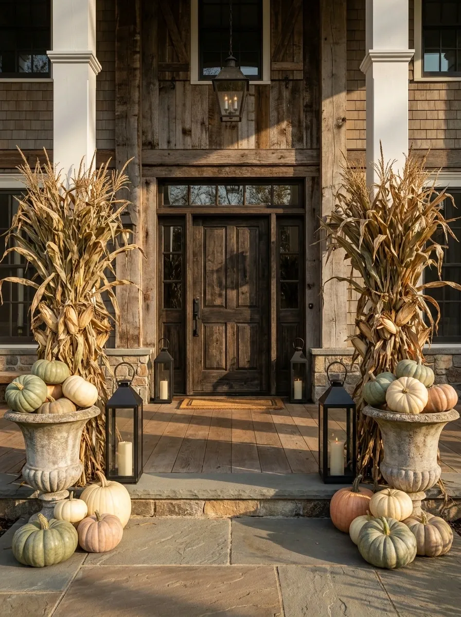 Layered Double-Height Entry With Architectural Fall Framing