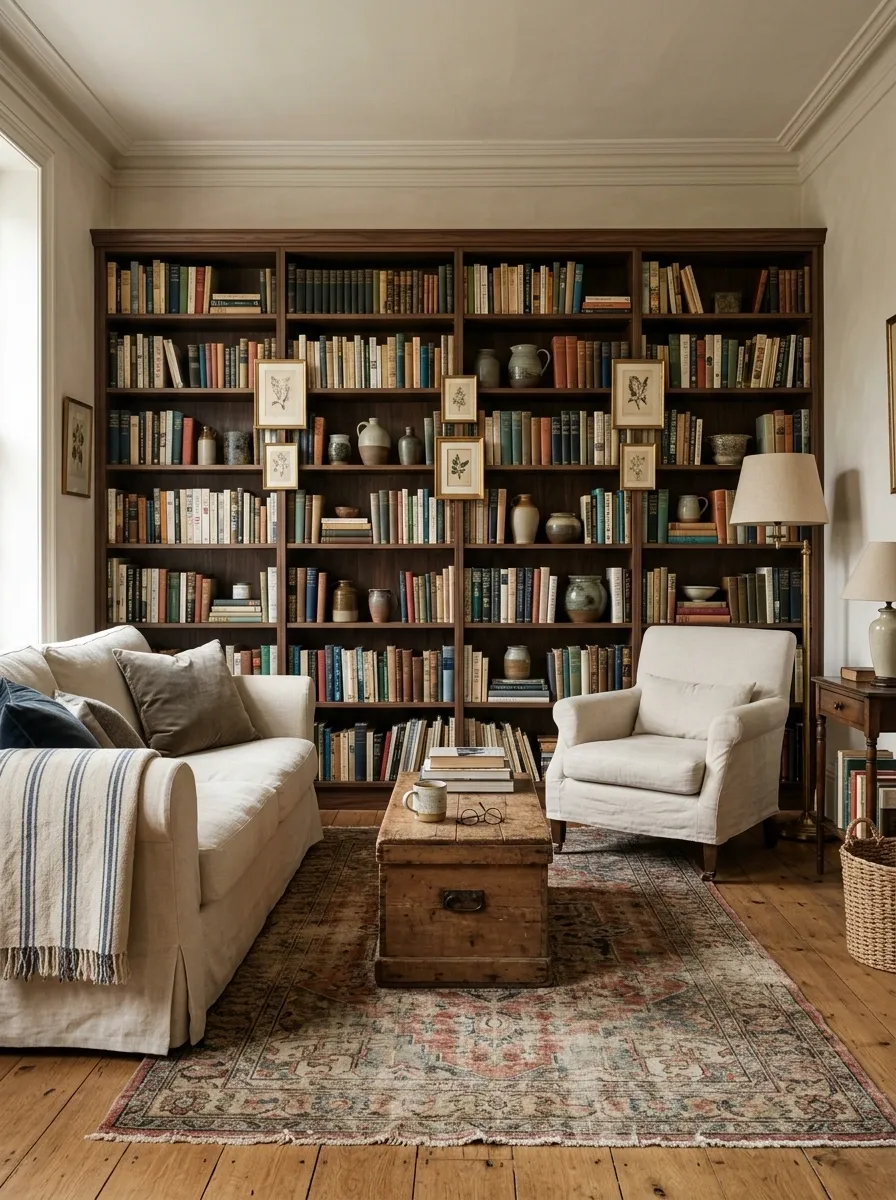 Library-Like Apartment With Wall-to-Wall Bookcases