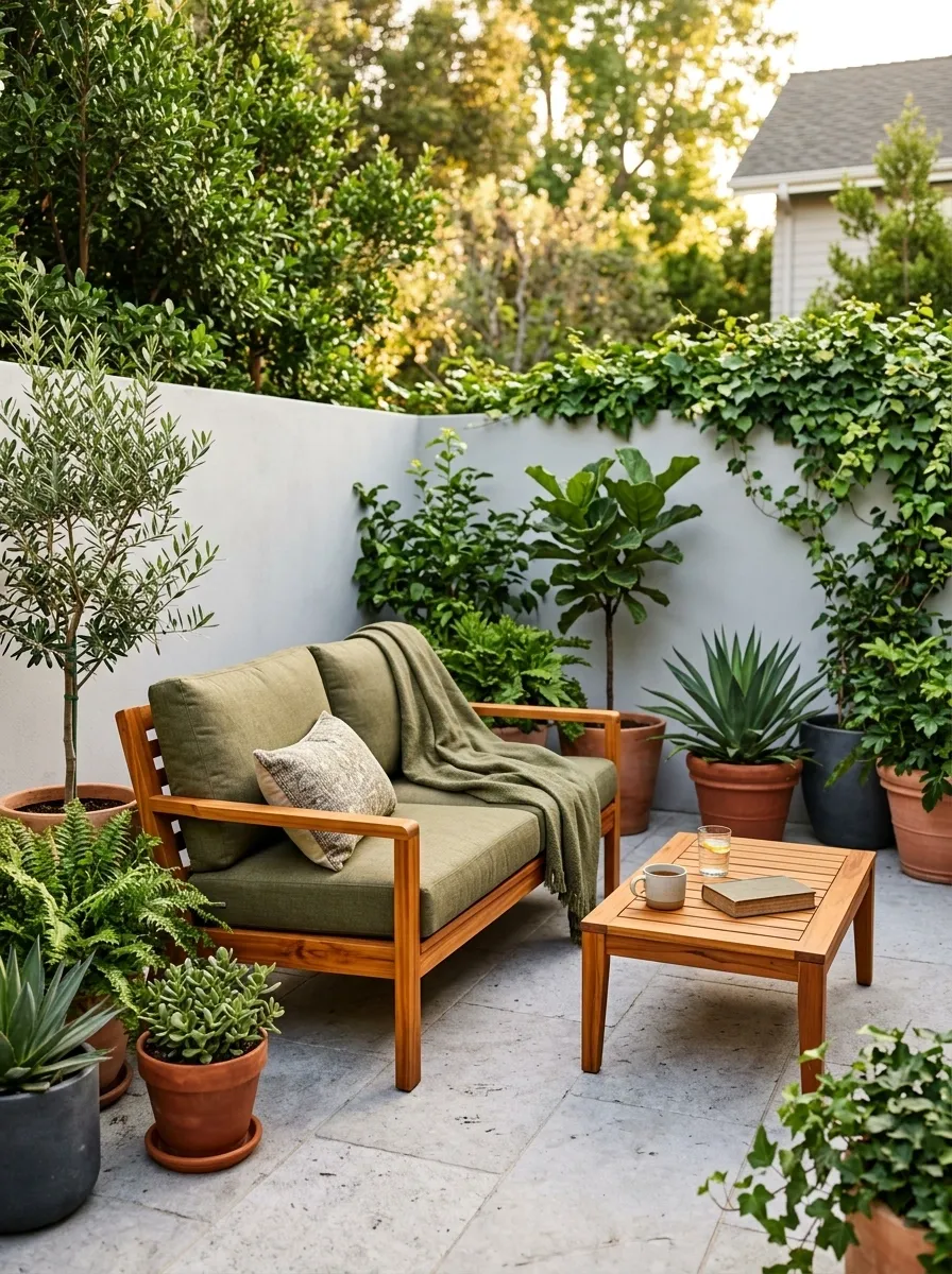 Light Gray, Cedar, and Green Patio