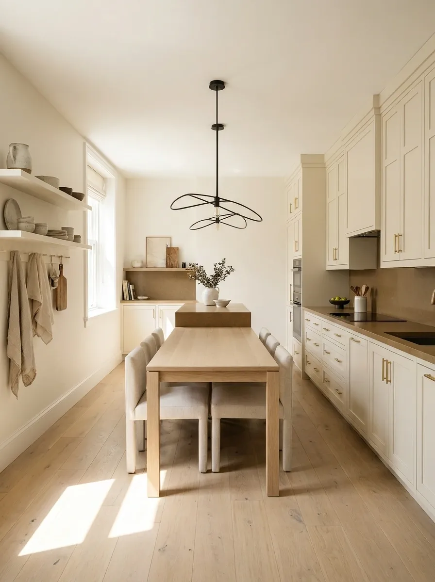 Long Kitchen With a Dining Table Instead of an Island