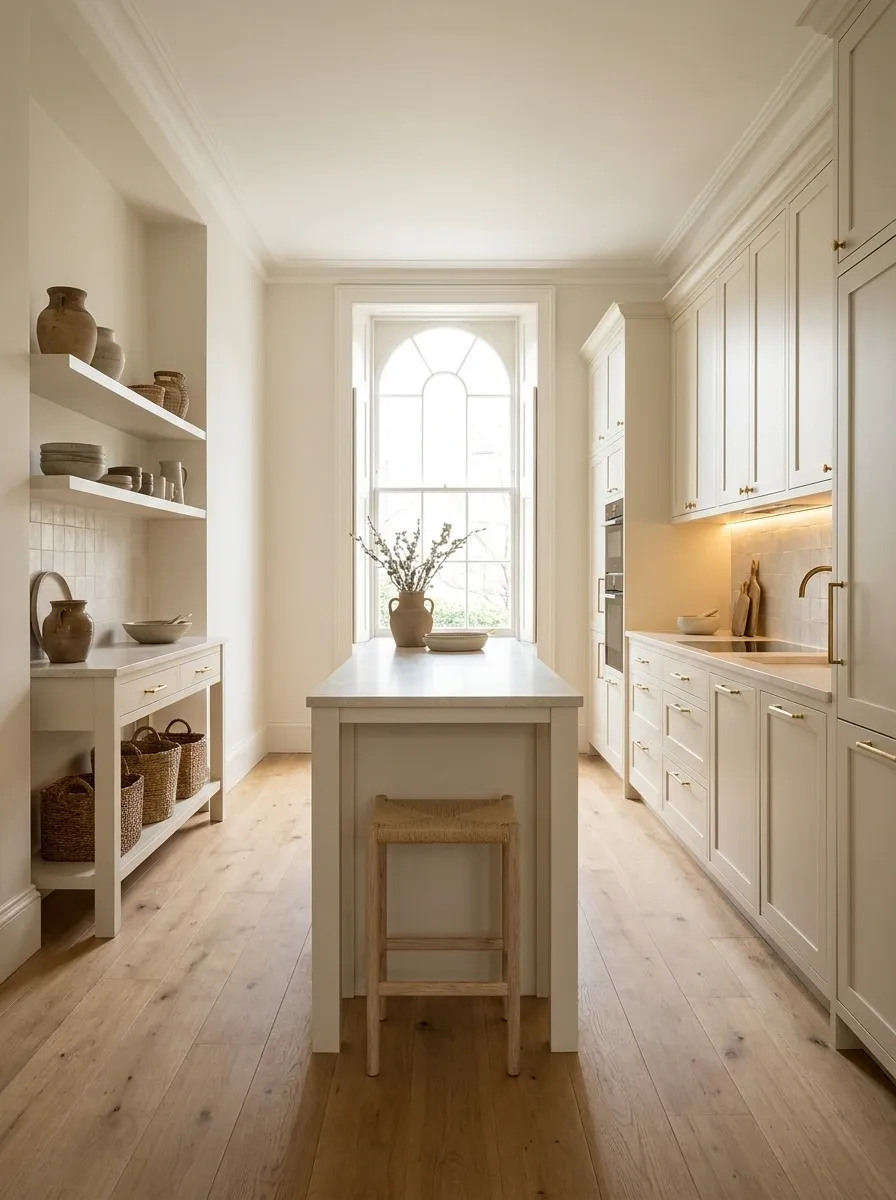 Long Kitchen With a Slim Central Island