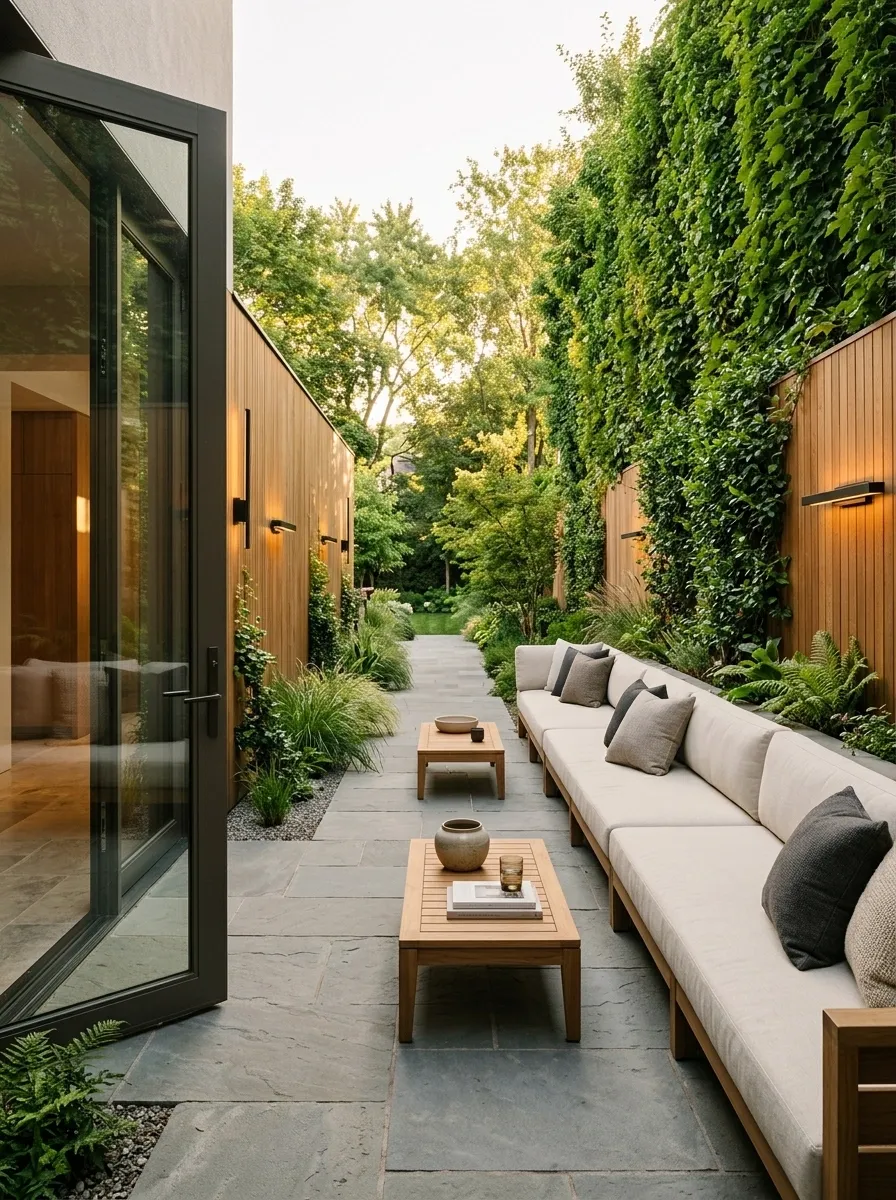 Long Narrow Patio With One Continuous Conversation Zone