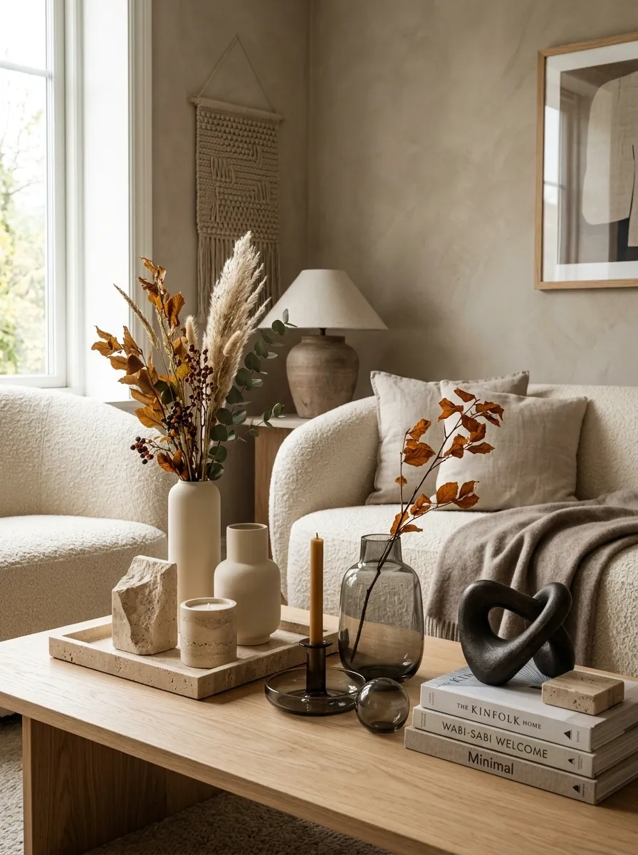 Luxe Neutral Coffee Table With Smoky Glass