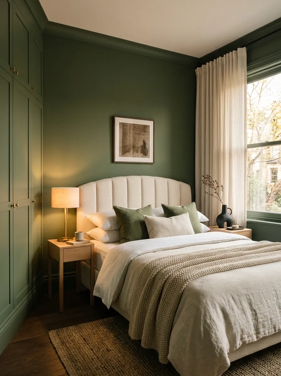 Make a Small Bedroom Feel Rich With Moss Green