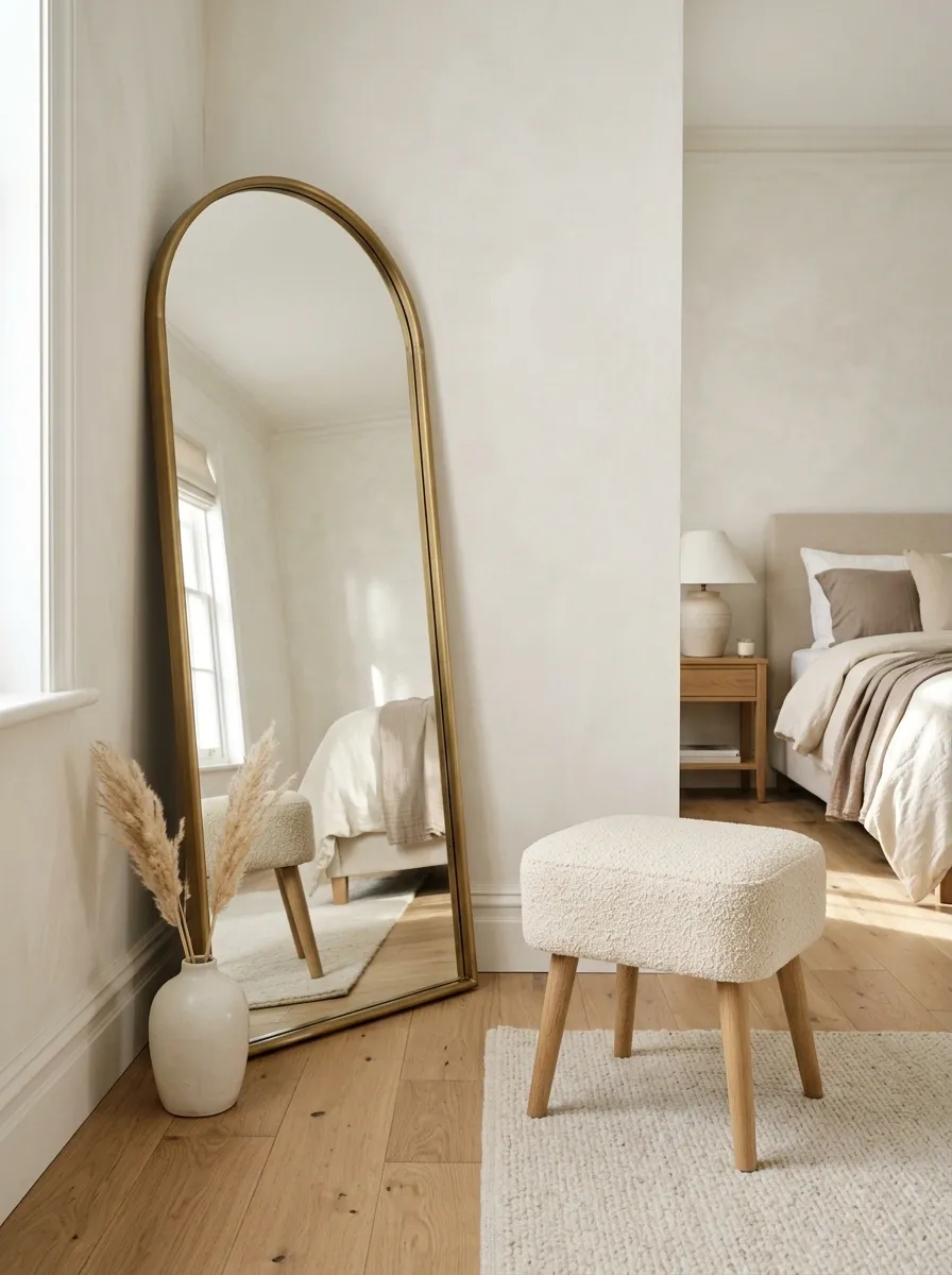 Make a Soft Accent Corner With a Mirror and Stool