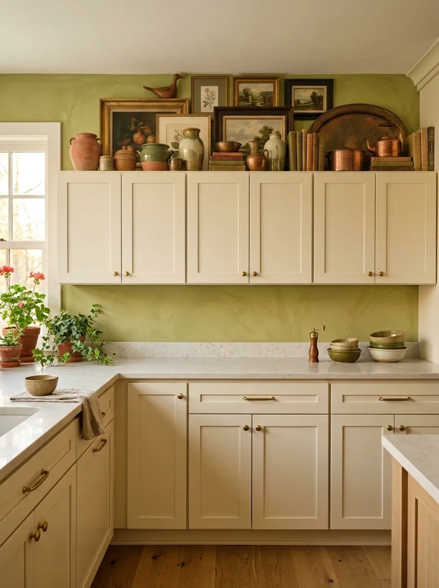 Maximalist Kitchen With a Full Collected Cabinet-Top Composition