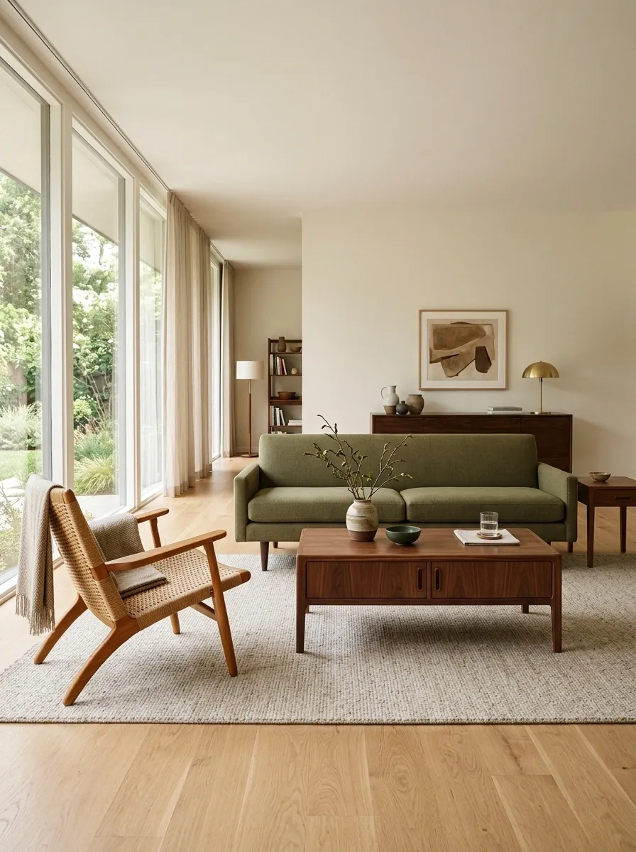Mid-Century Living Room With Teak and Walnut