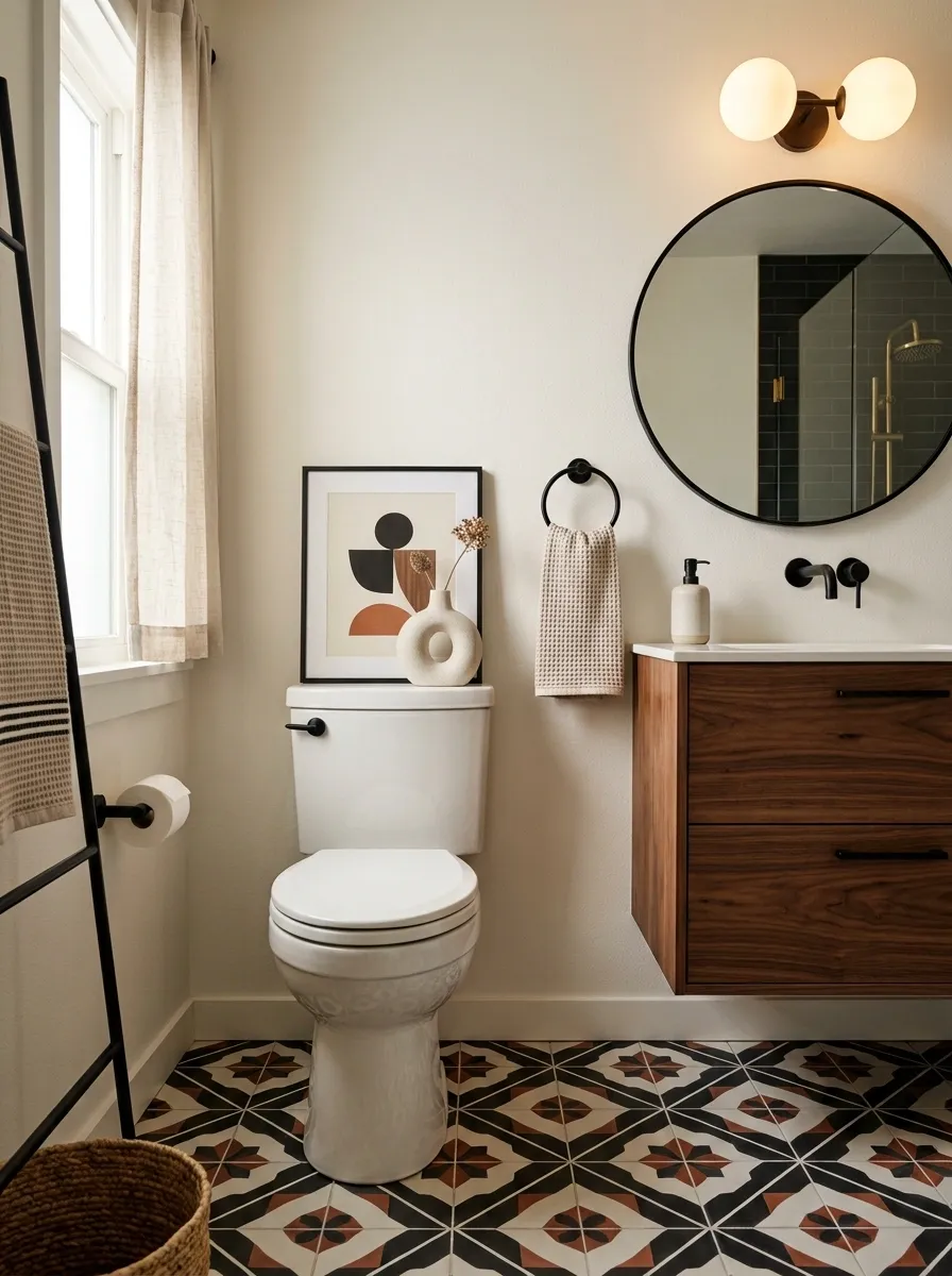 Midcentury Bathroom With Graphic Geometry