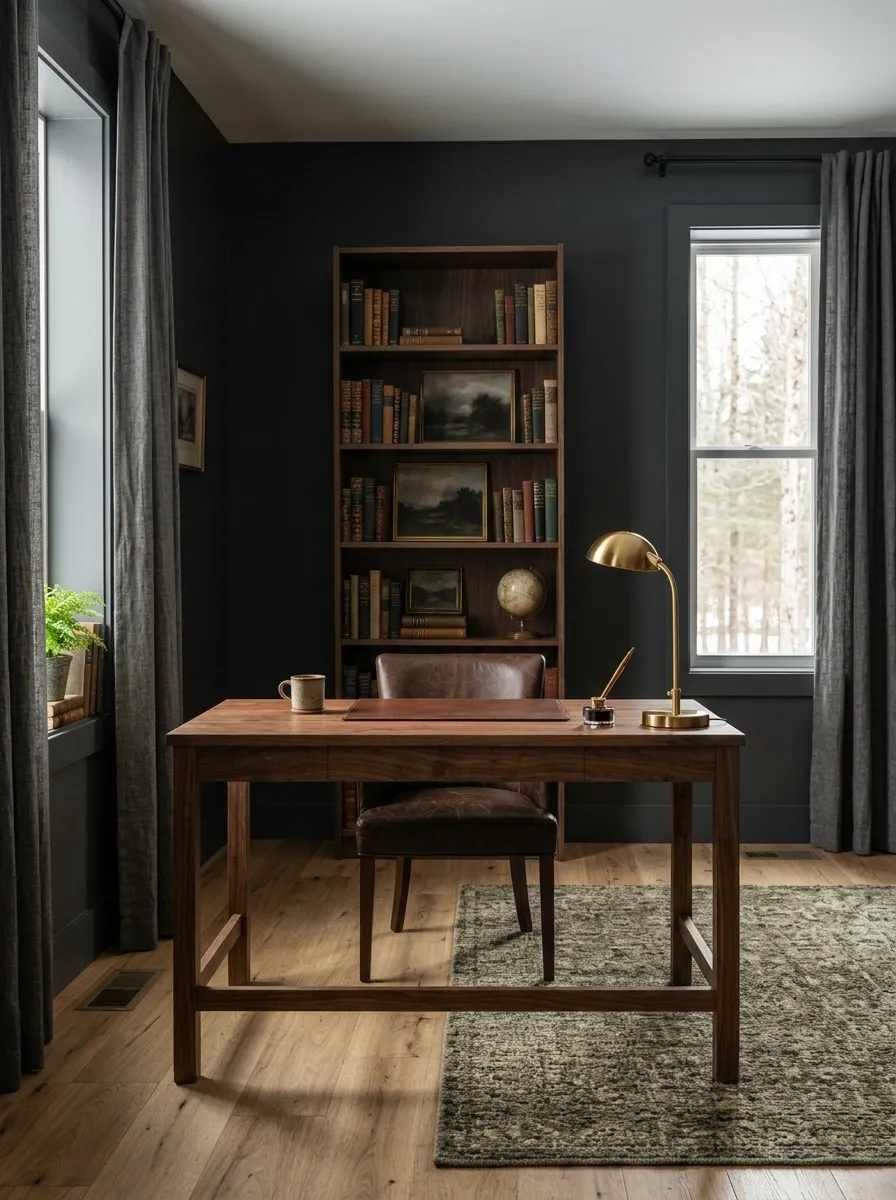 Minimal Dark Academia Office With Quiet Styling