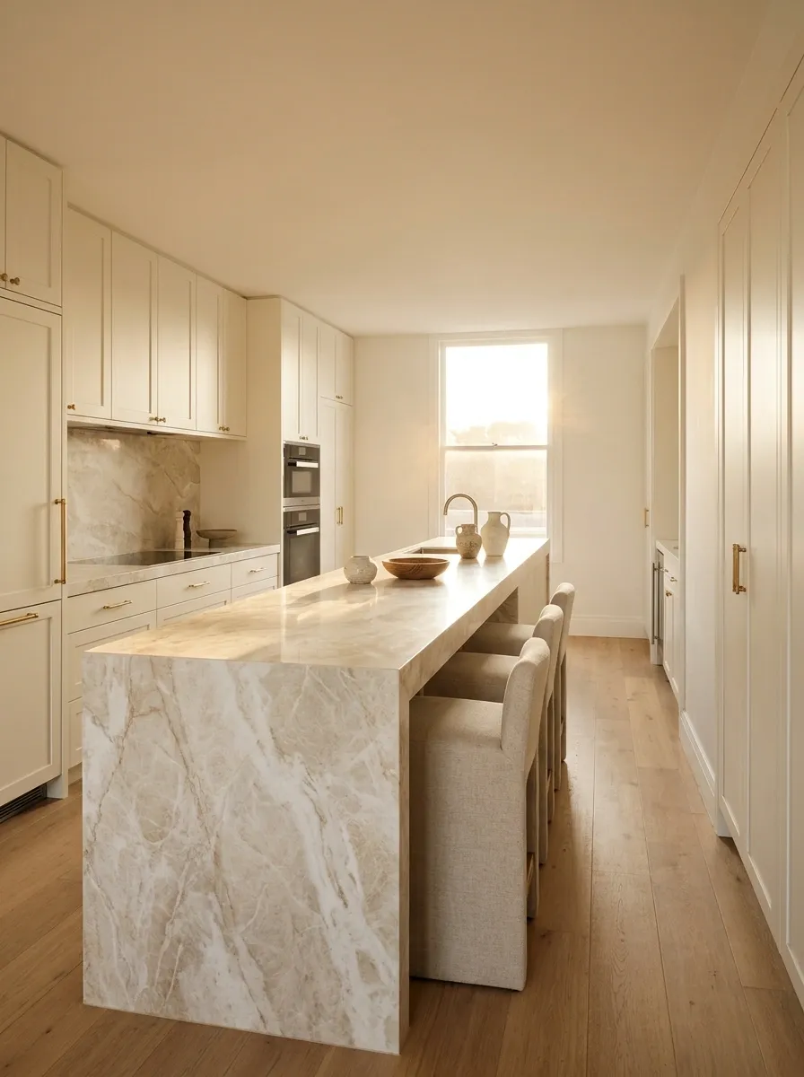 Minimal Kitchen With a Dramatic Stone Peninsula