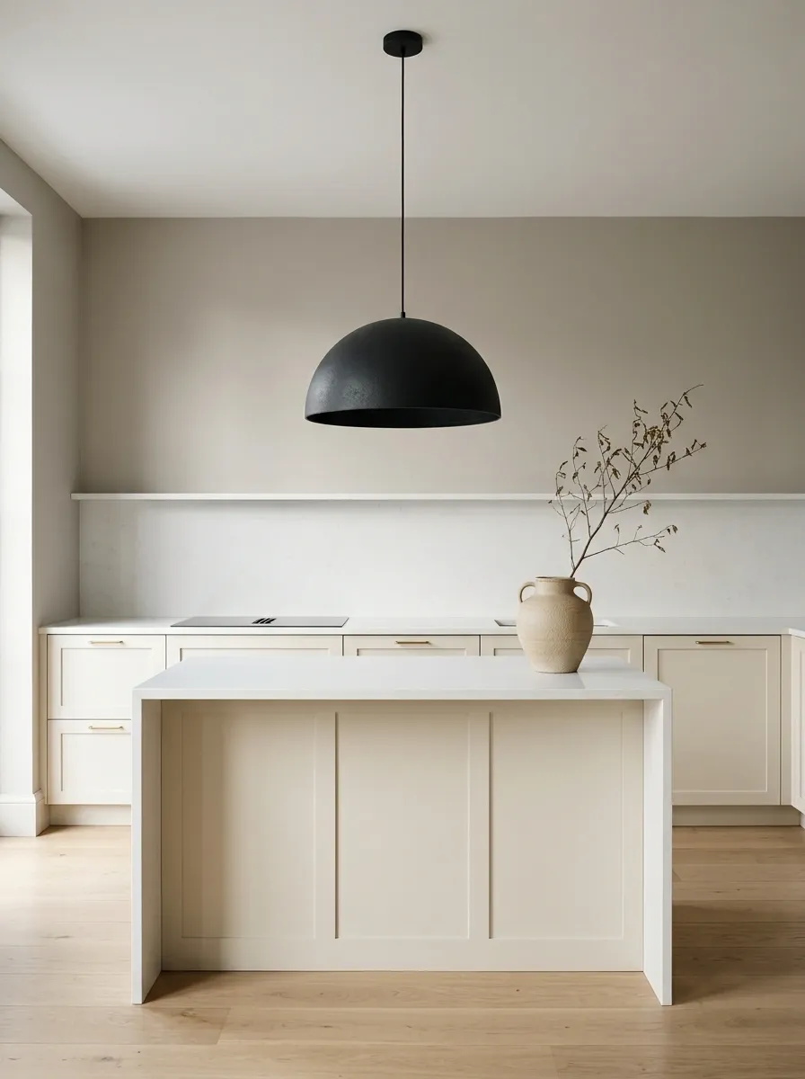 Minimalist Kitchen With a Single Statement Pendant