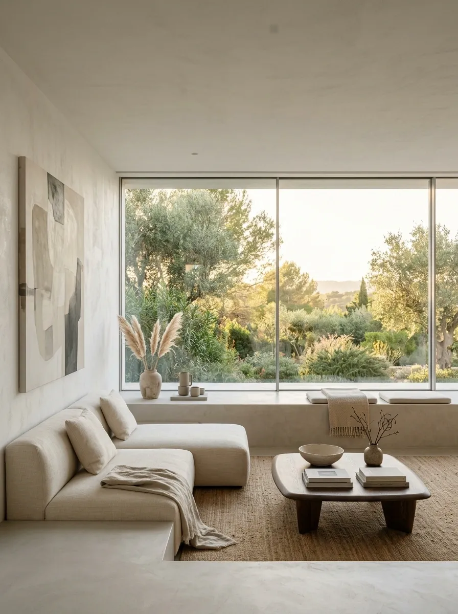 Minimalist Lounge With a Continuous Low Plinth
