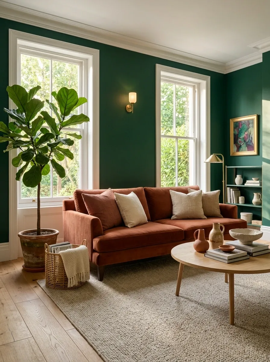 Mix Emerald Green With Terracotta for a Warmer Room