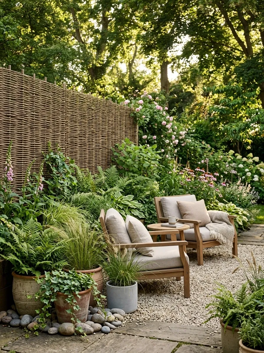 Mixed Natural Privacy Screen With Willow and Greenery