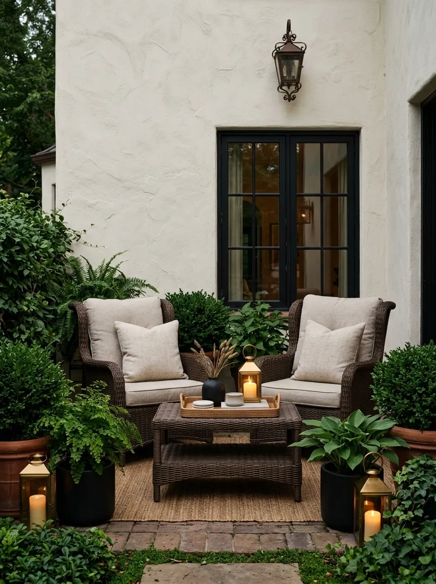 Mocha, Oatmeal, and Deep Green Patio