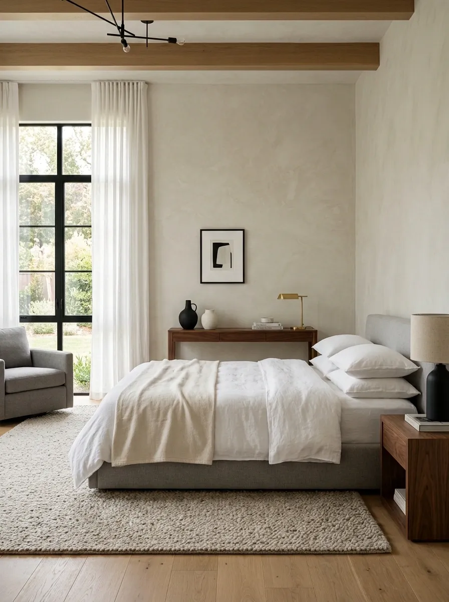 Modern Bedroom With a Floating Bed Placement