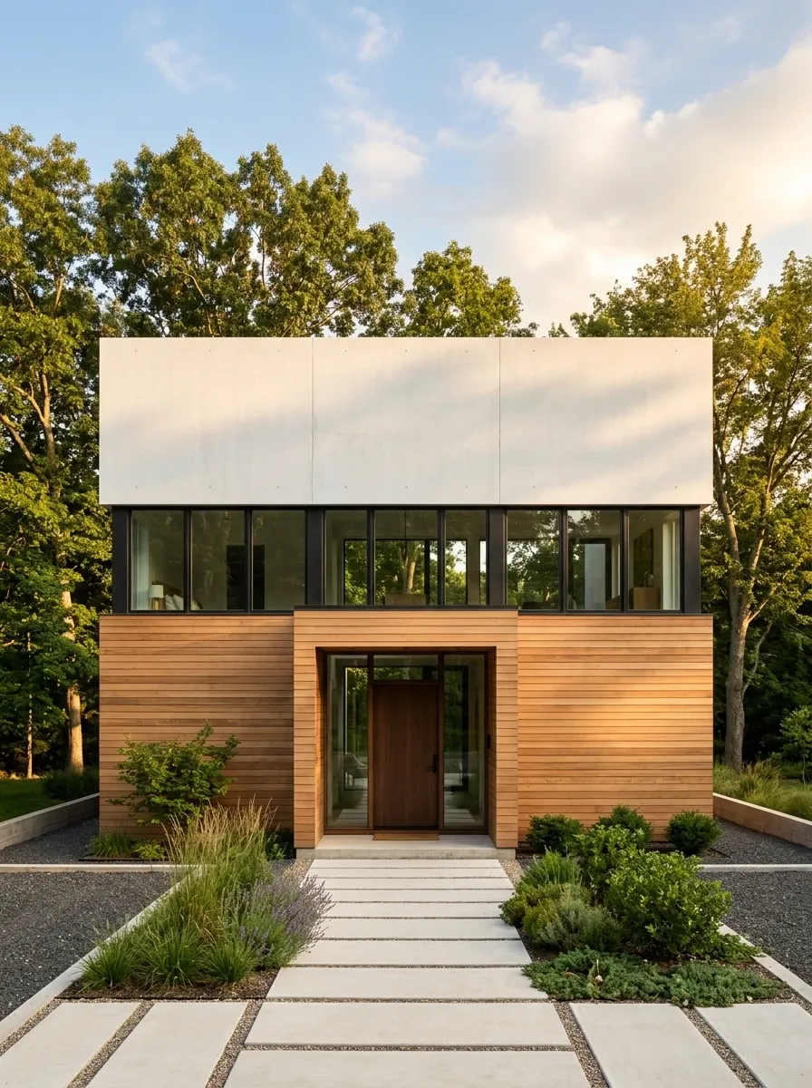 Modern House With Horizontal Wood and White Concrete