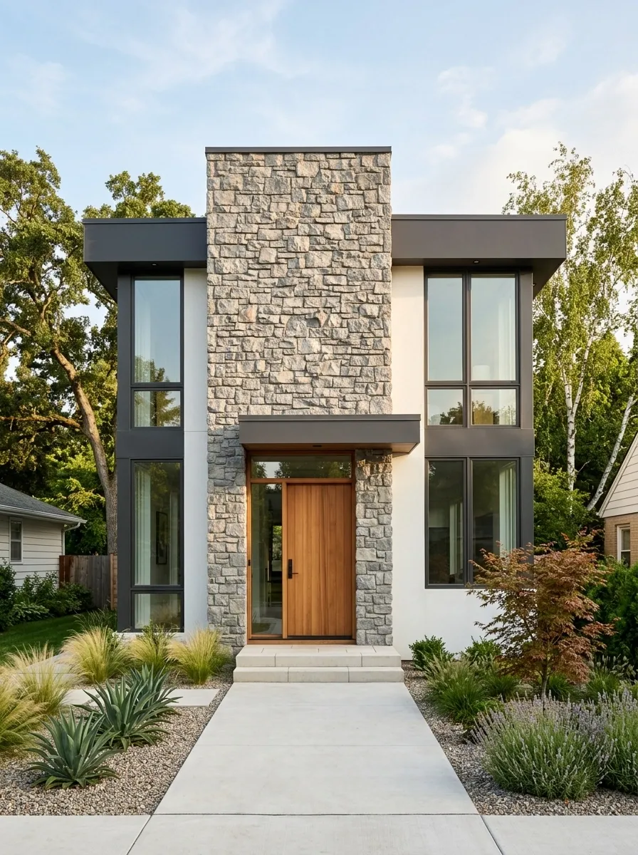 Modern House With Stone Accent Volume