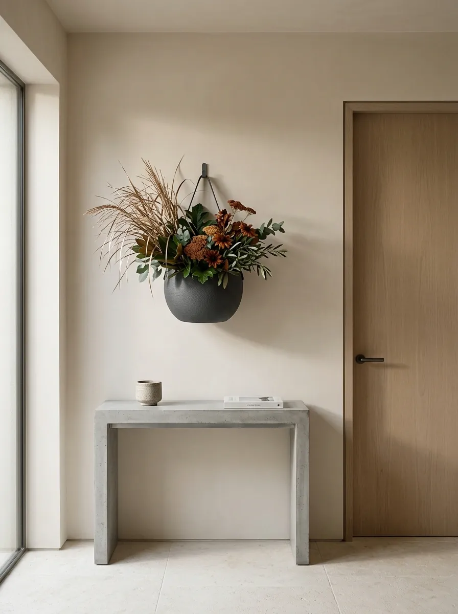 Modern Minimal Basket With Bronze Foliage