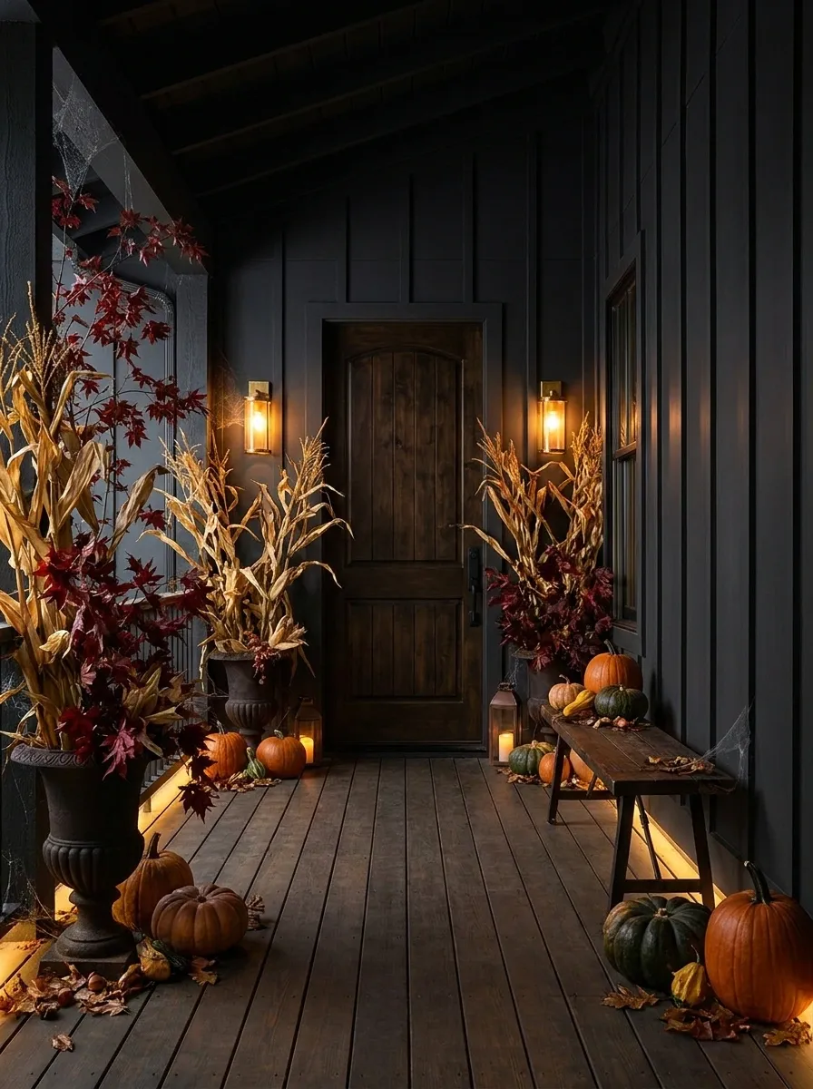 Moody Covered Porch With Warm Night Lighting