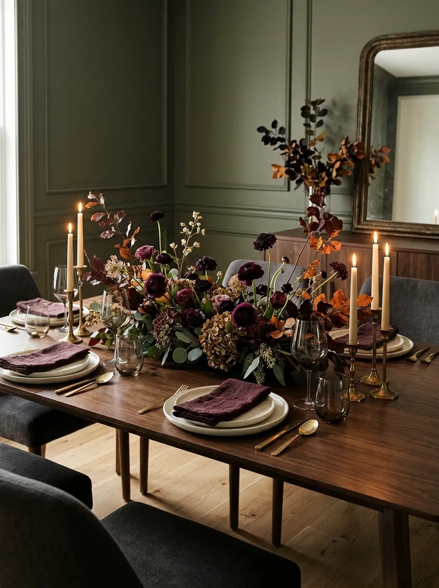 Moody Plum and Burgundy Thanksgiving-Inspired Table