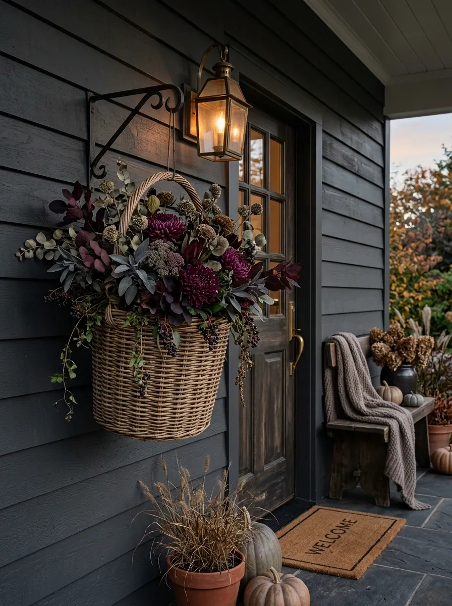 Moody Plum And Smoky Green Porch Basket