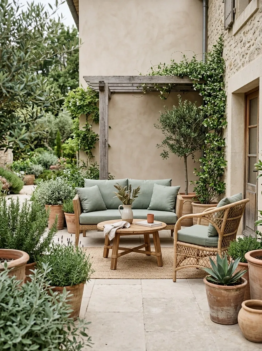 Mushroom Beige and Muted Green Patio