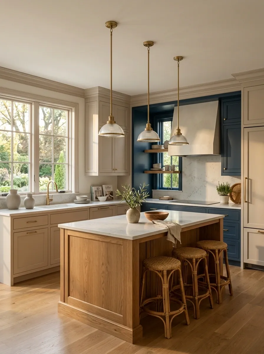Mushroom, Ink Blue, and Oak Shaker Kitchen