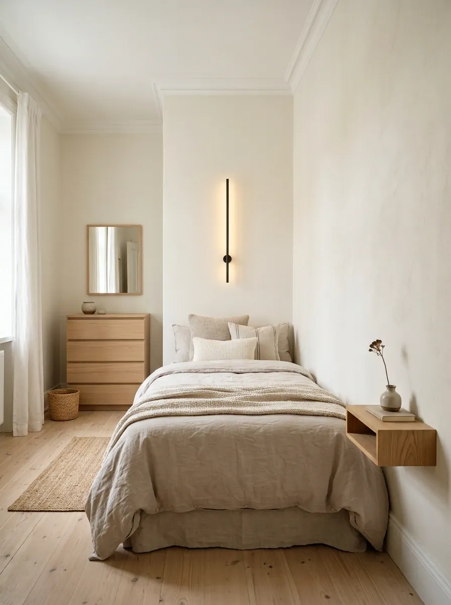 Narrow Bedroom With the Bed Centered on the Long Wall