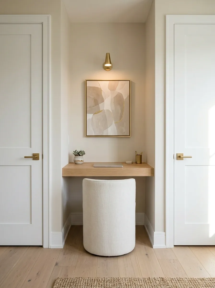 Narrow Floating Desk With a Calm Work Nook