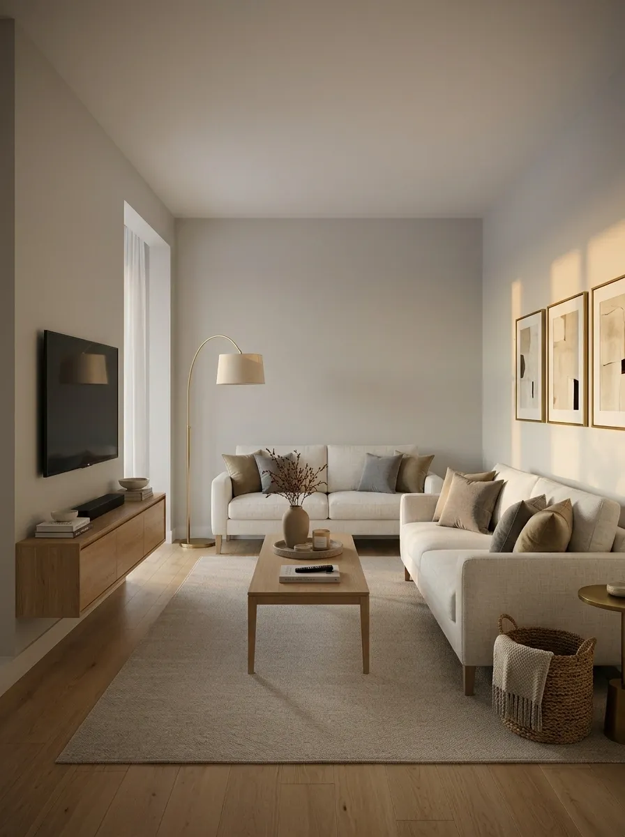 Narrow Living Room With TV on the Short Wall