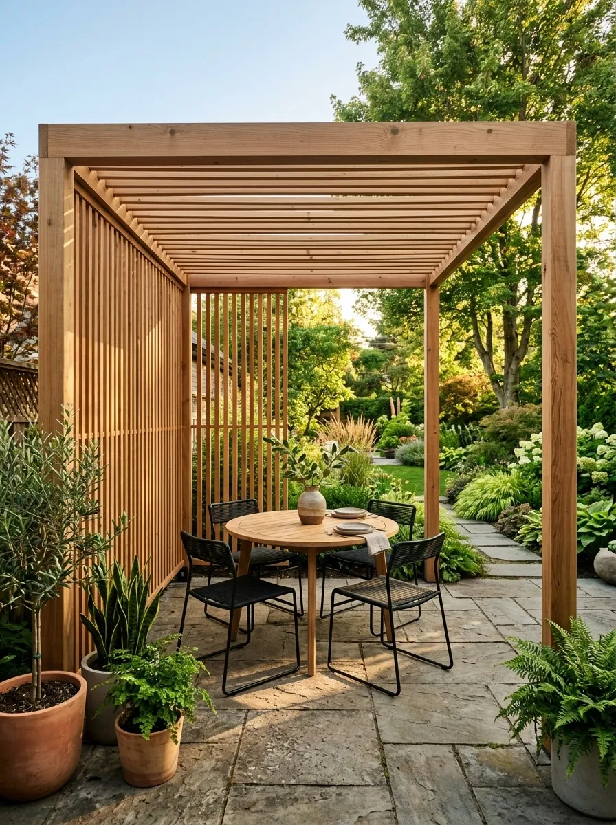 Narrow Pergola With Side Screening