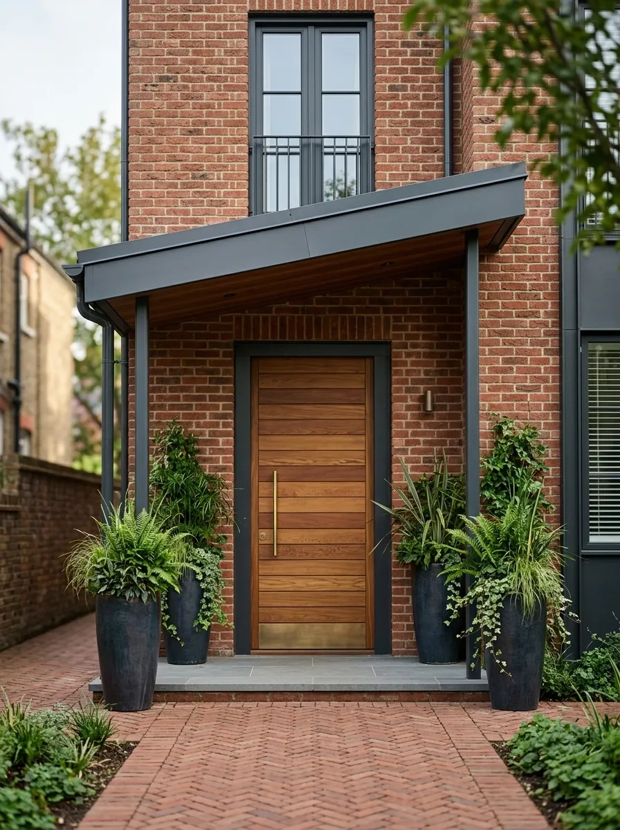Narrow Townhouse Porch With a Compact Lean-To Roof