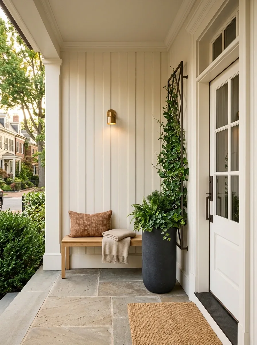 Narrow Townhouse Porch With Vertical Greenery