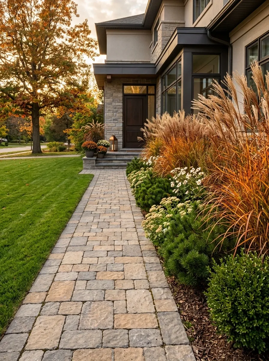 Narrow Walkway With Burnished Fall Grasses