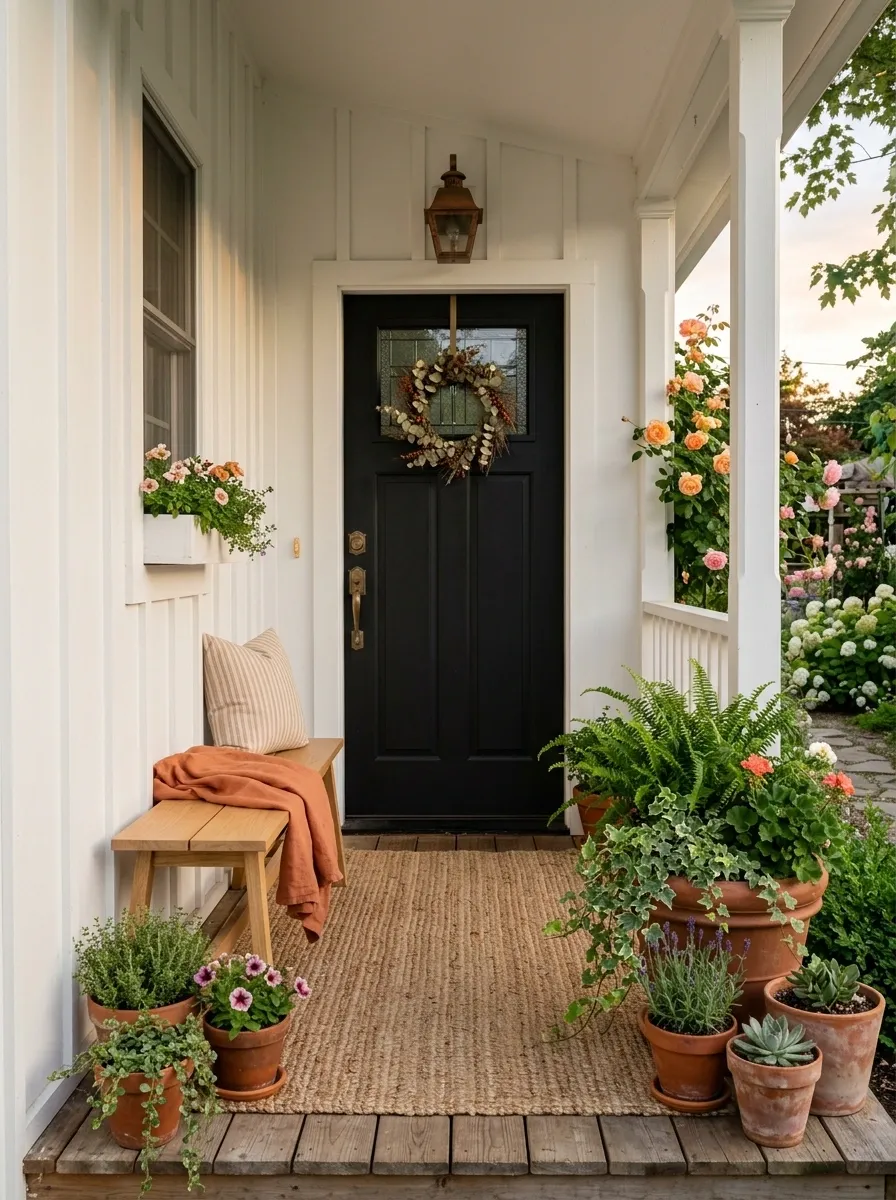 Natural Jute Rug With a White Cottage Entry
