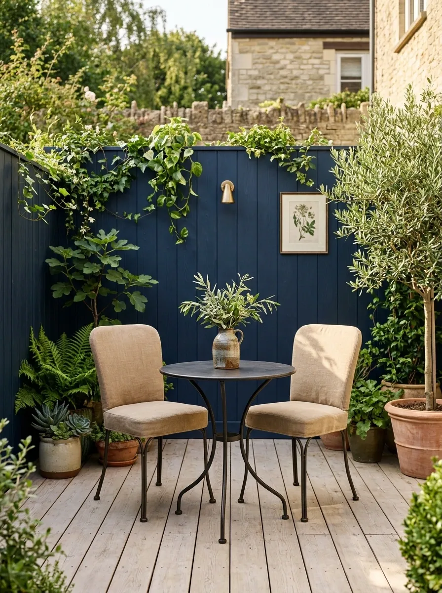 Navy and Warm Beige Bistro Patio