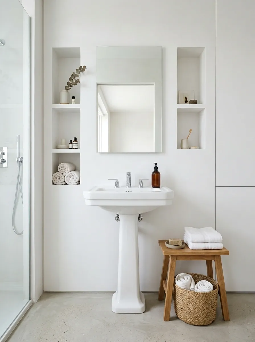 Nearly Invisible White Built-In Storage