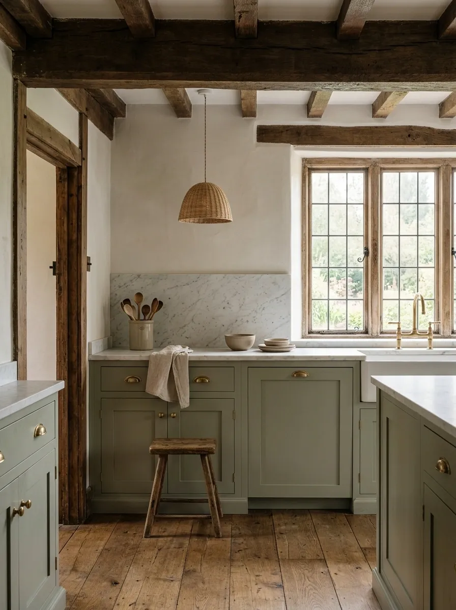 Old-House Kitchen With Original Wood Trim