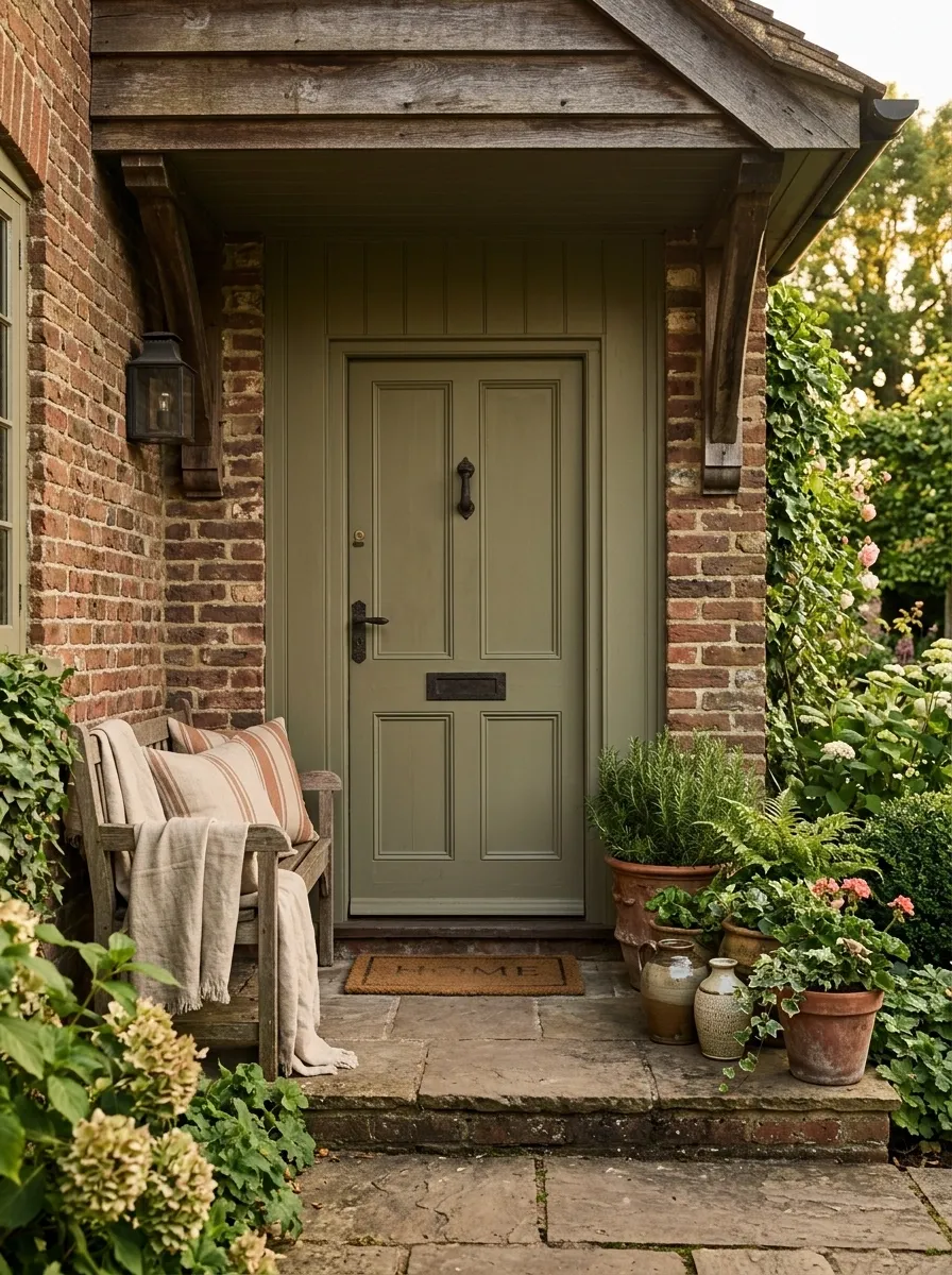 Olive and Terracotta Porch With Old Brick