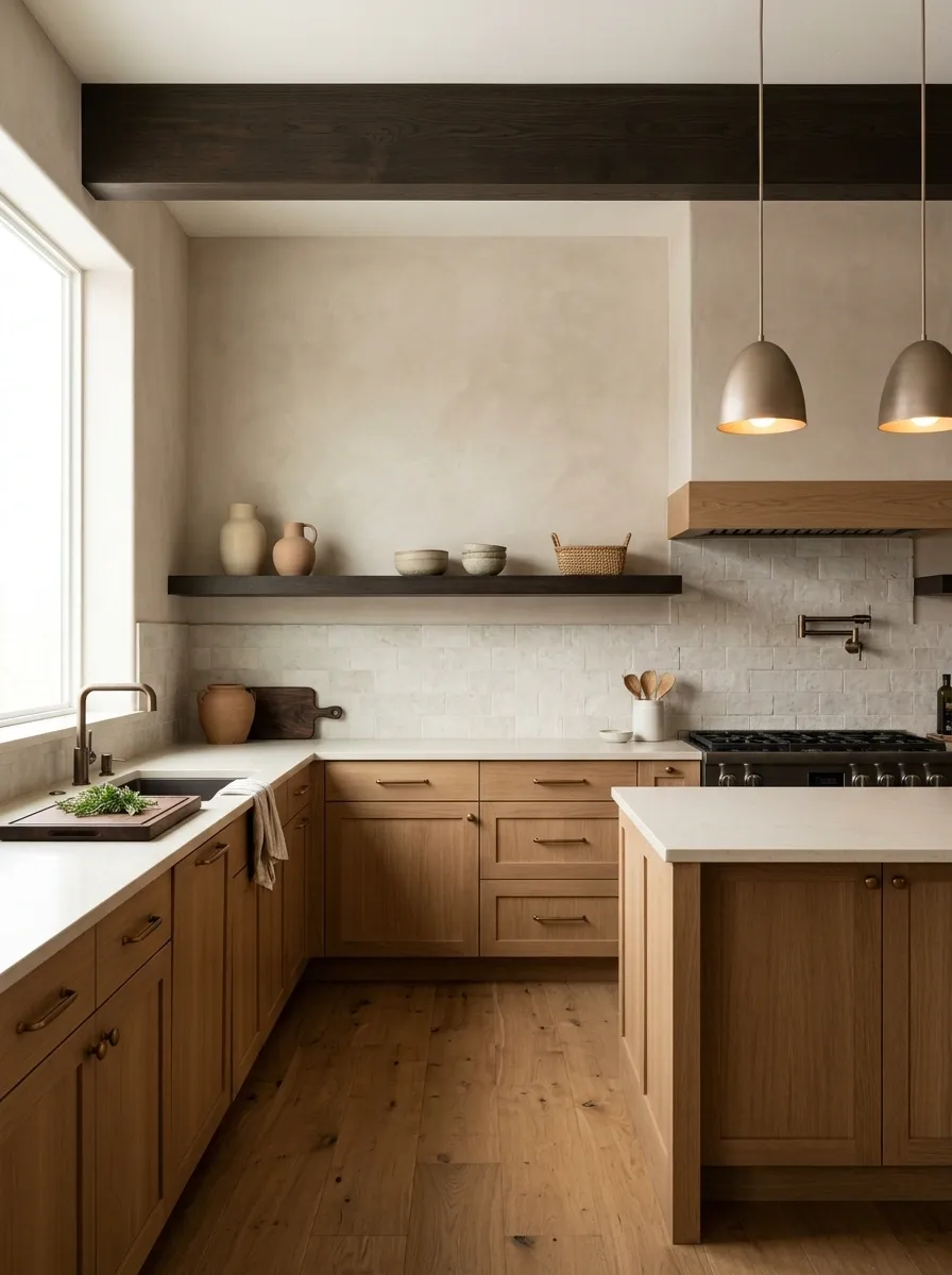 Organic Modern Kitchen With Oak and Dark Timber