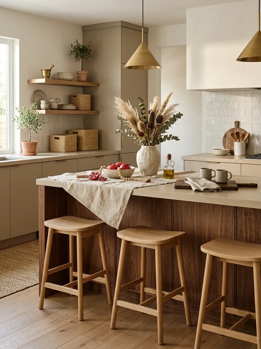 Organic Modern Kitchen With Stone and Wood
