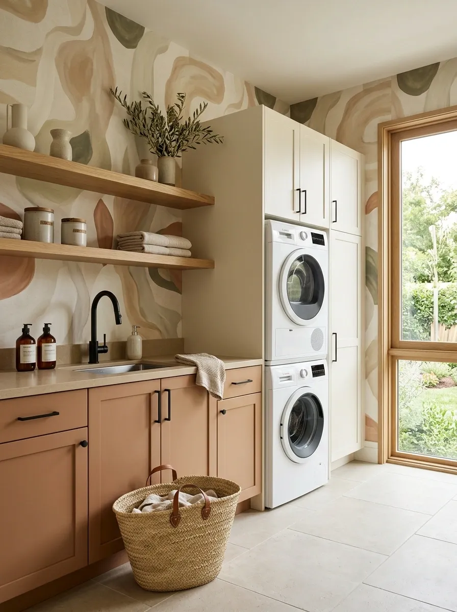 Organic Modern Wallpaper With Clay, Sand, and Olive