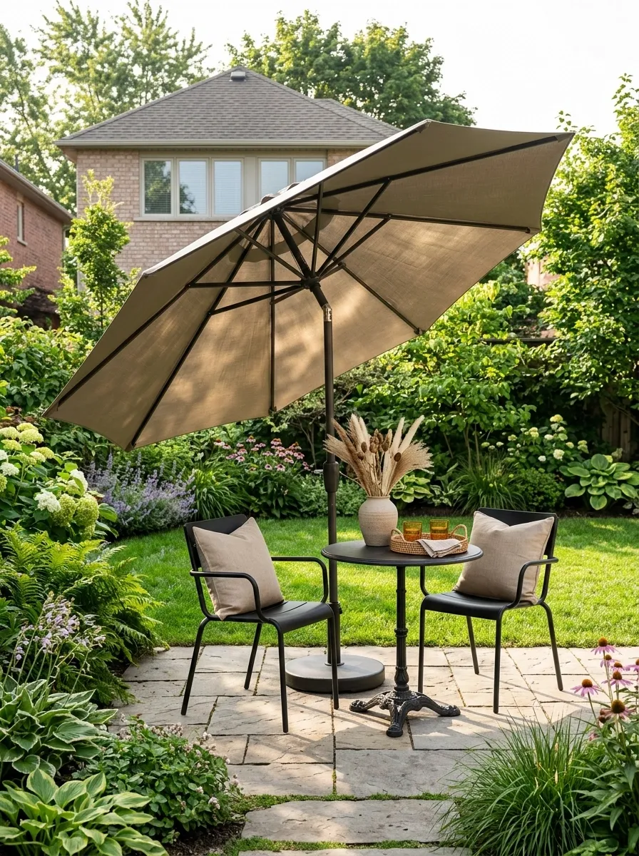 Outdoor Umbrella Used as a Localized Privacy Solution