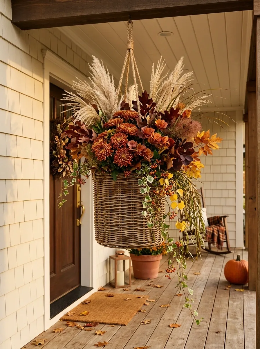 Oversized Basket Filled With Cascading Fall Color