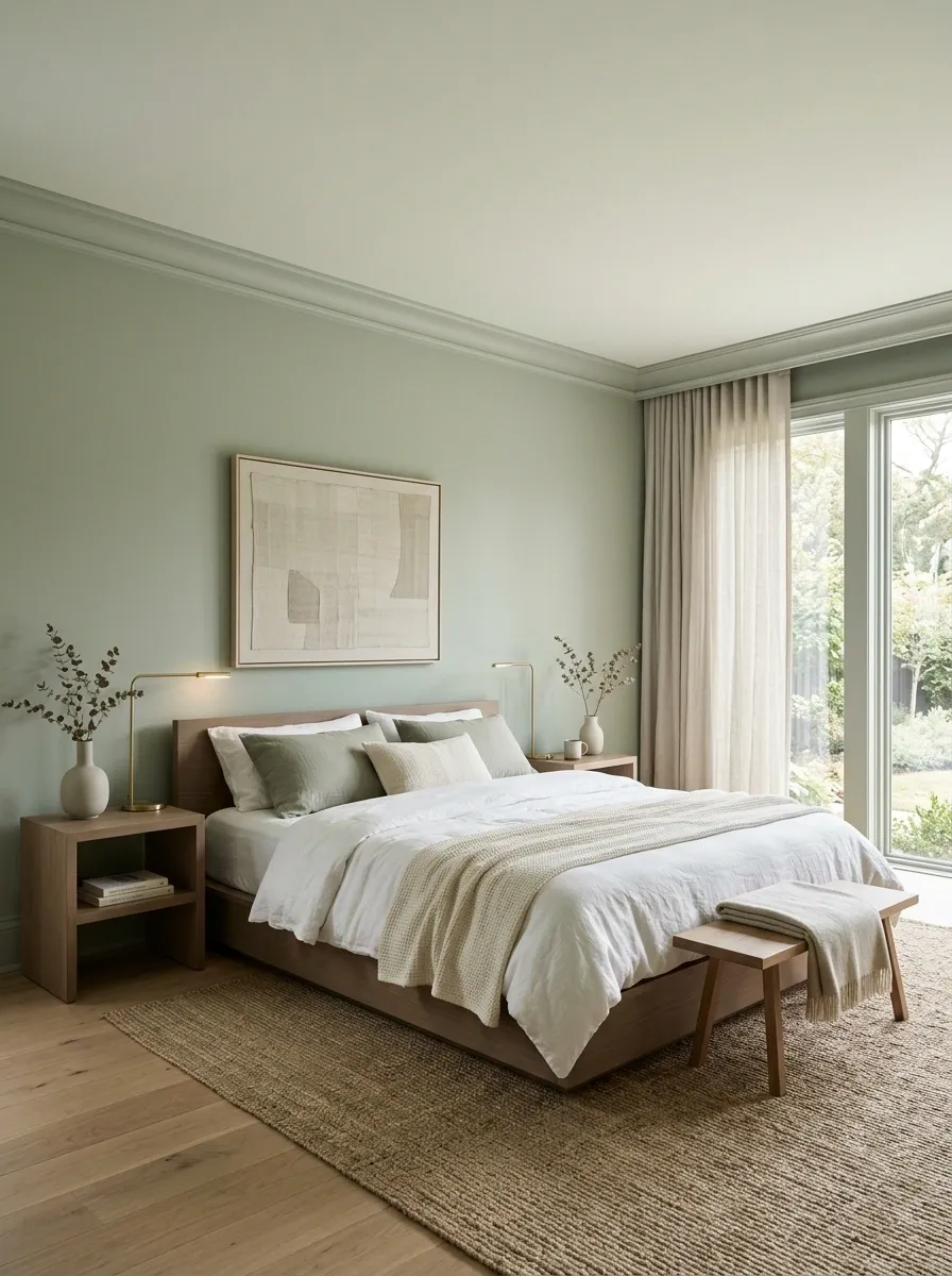 Paint the Ceiling a Lighter Sage for a Wrapped-In Feel