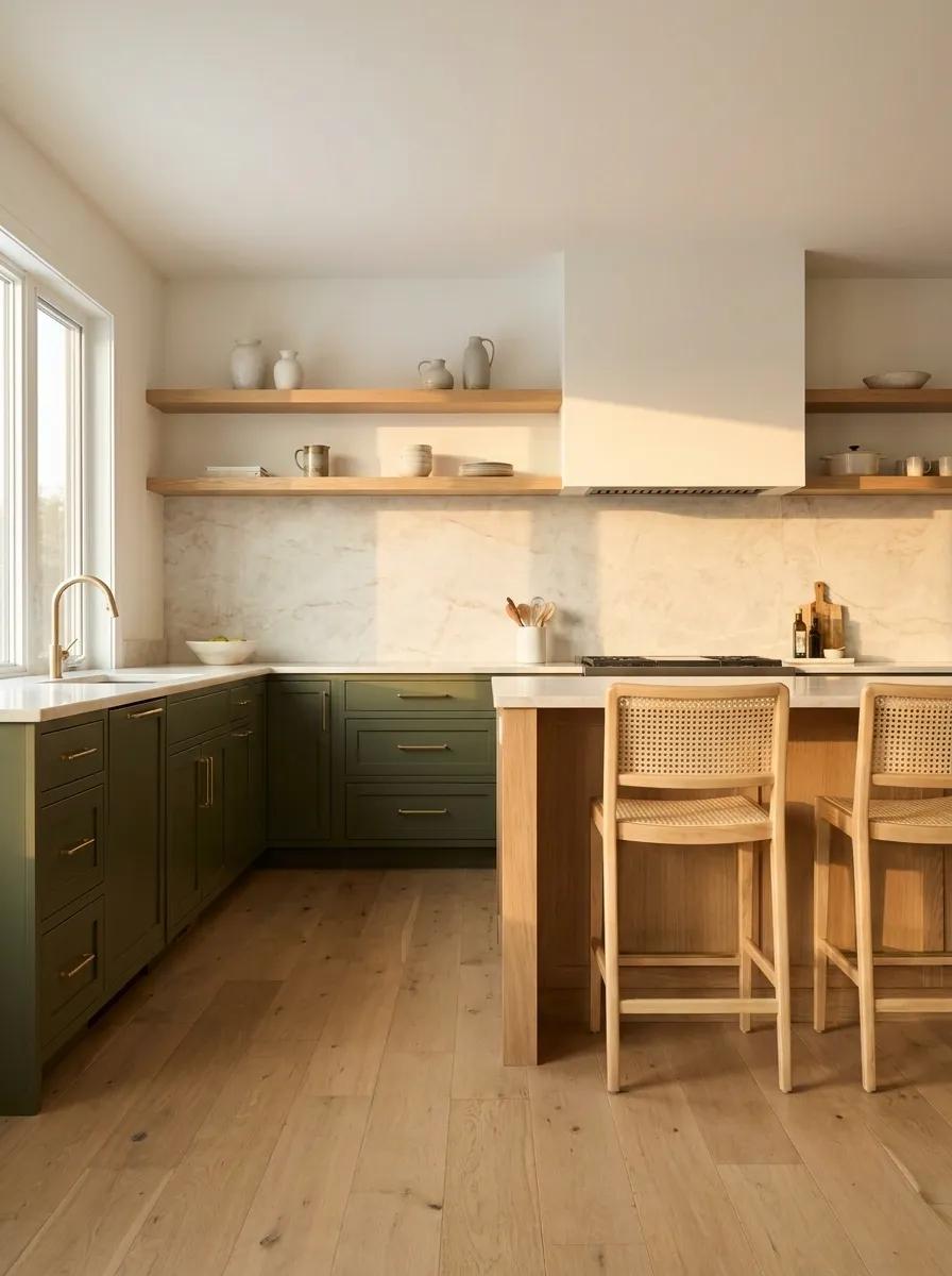 Paint the Lower Kitchen Cabinets Olive